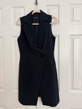 Zara Basic Navy Sleeveless Blazer Dress